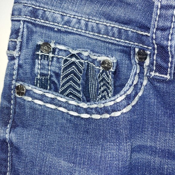 Stetson Hollywood Bootcut Jeans Embroidered Size 14 Short Blue - Picture 9 of 11